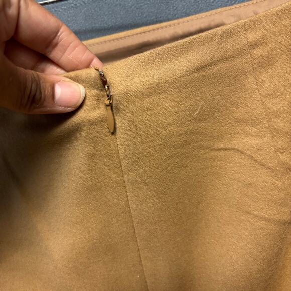 Talbots Skirt Tan Wool Blend Lined Zip Up Zipper Straight Pencil Preppy Office - Picture 9 of 13